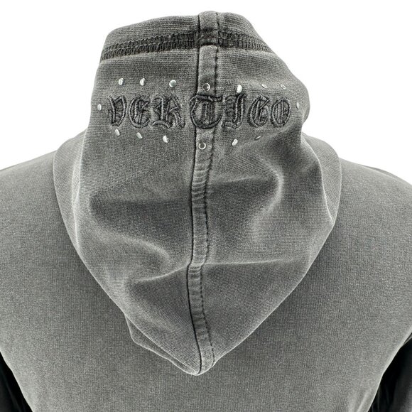 Vintage Vertigo Paris Womens Medium Hoodie Embroidered Studded Zipper Y2K - Picture 6 of 8